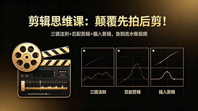 剪辑思维课：颠覆先拍后剪！三镜法则+匹配剪辑+插入剪辑，告别流水账视频力繁信息站-闲云创业网-老谢轻创网-中创网-福缘网-冒泡网-资源之家-魔方项目库力繁信息站