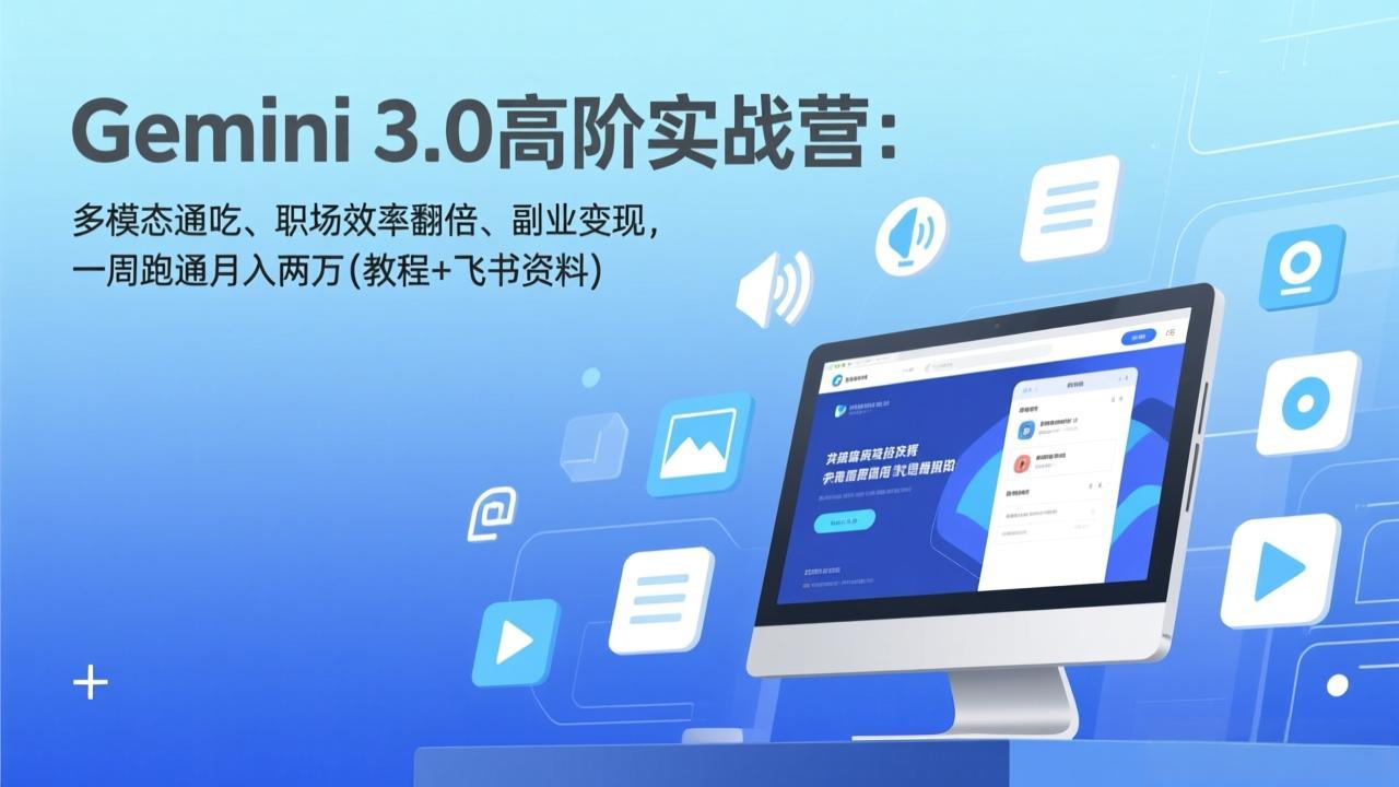 Gemini 3.0高阶实战营：多模态通吃、职场效率翻倍、副业变现，一周跑通月入两万(教程+飞书资料力繁信息站-闲云创业网-老谢轻创网-中创网-福缘网-冒泡网-资源之家-魔方项目库力繁信息站