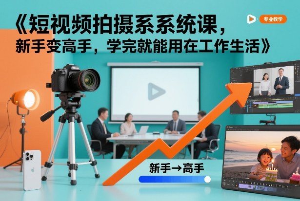 短视频拍摄系统课，新手变高手，学完就能用在工作生活力繁信息站-闲云创业网-老谢轻创网-中创网-福缘网-冒泡网-资源之家-魔方项目库力繁信息站
