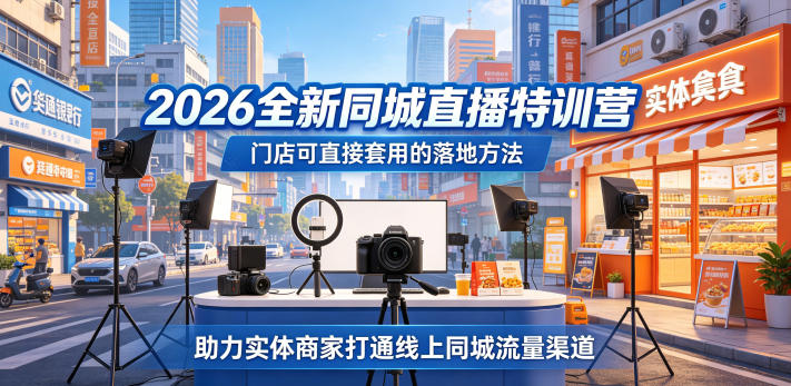 2026全新同城直播特训营,门店可直接套用的落地方法,助力实体商家打通线上同城流量渠道力繁信息站-闲云创业网-老谢轻创网-中创网-福缘网-冒泡网-资源之家-魔方项目库力繁信息站