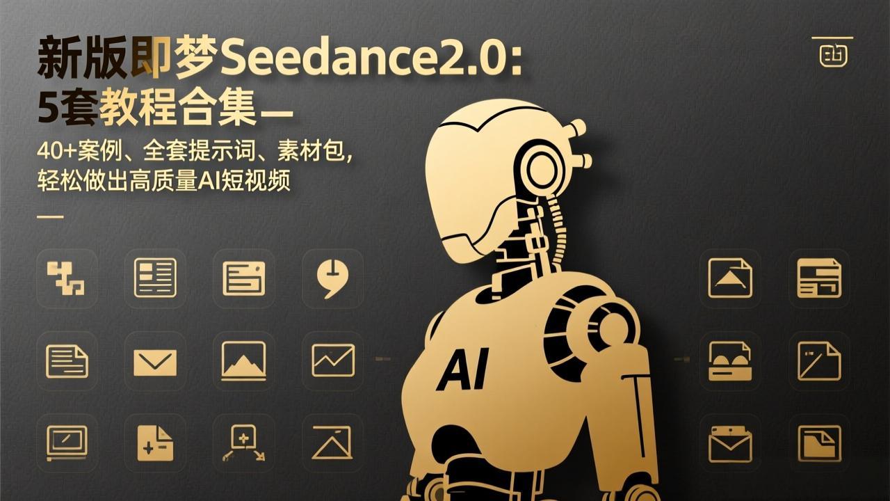 新版即梦Seedance2.0：5套教程合集，40+案例、全套提示词、素材包，轻松做出高质量AI短视频力繁信息站-闲云创业网-老谢轻创网-中创网-福缘网-冒泡网-资源之家-魔方项目库力繁信息站