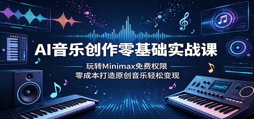 AI音乐创作零基础实战课：玩转Minimax免费权限，零成本打造原创音乐轻松变现力繁信息站-闲云创业网-老谢轻创网-中创网-福缘网-冒泡网-资源之家-魔方项目库力繁信息站