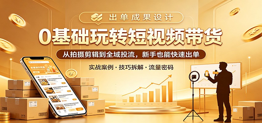 0基础玩转短视频带货：从拍摄剪辑到全域投流，新手也能快速出单力繁信息站-闲云创业网-老谢轻创网-中创网-福缘网-冒泡网-资源之家-魔方项目库力繁信息站