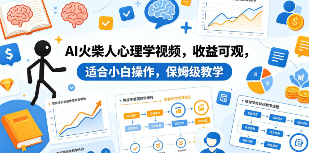AI火柴人心理学视频，收益可观，适合小白操作，保姆级教学力繁信息站-闲云创业网-老谢轻创网-中创网-福缘网-冒泡网-资源之家-魔方项目库力繁信息站