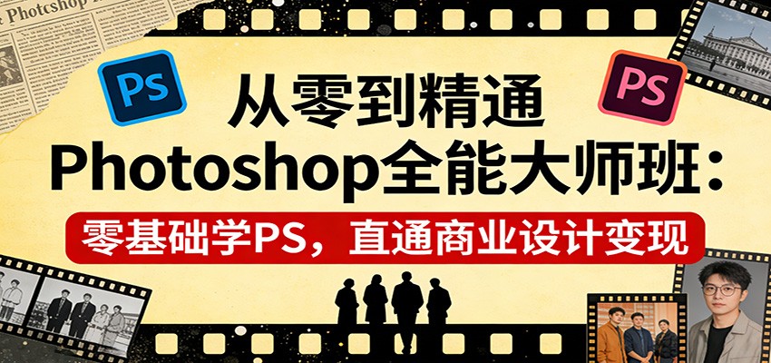 从零到精通Photoshop全能大师班：零基础学PS，直通商业设计变现力繁信息站-闲云创业网-老谢轻创网-中创网-福缘网-冒泡网-资源之家-魔方项目库力繁信息站