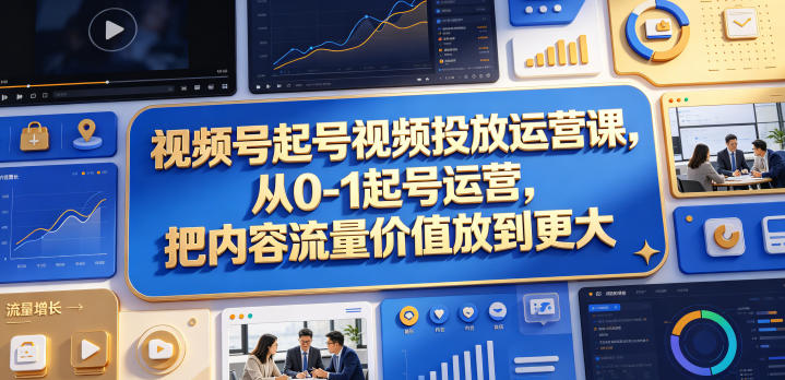 视频号起号视频投放运营课，从0-1起号运营，把内容流量价值放到更大力繁信息站-闲云创业网-老谢轻创网-中创网-福缘网-冒泡网-资源之家-魔方项目库力繁信息站