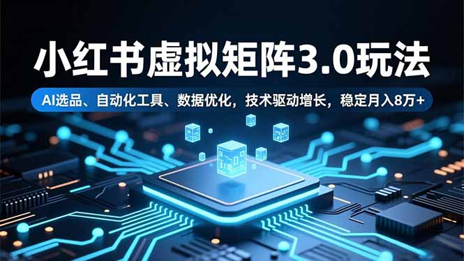 小红书虚拟矩阵3.0玩法，AI选品、自动化工具、数据优化，技术驱动增长，稳定月入8万+力繁信息站-闲云创业网-老谢轻创网-中创网-福缘网-冒泡网-资源之家-魔方项目库力繁信息站