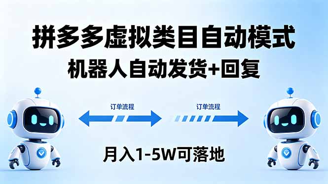 多多虚拟类目自动模式，机器人自动发货 + 回复，月入 1-5W 可落地力繁信息站-闲云创业网-老谢轻创网-中创网-福缘网-冒泡网-资源之家-魔方项目库力繁信息站