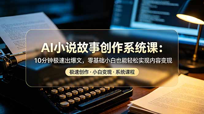 AI小说故事创作系统课：10分钟极速出爆文，零基础小白也能轻松实现内容变现力繁信息站-闲云创业网-老谢轻创网-中创网-福缘网-冒泡网-资源之家-魔方项目库力繁信息站