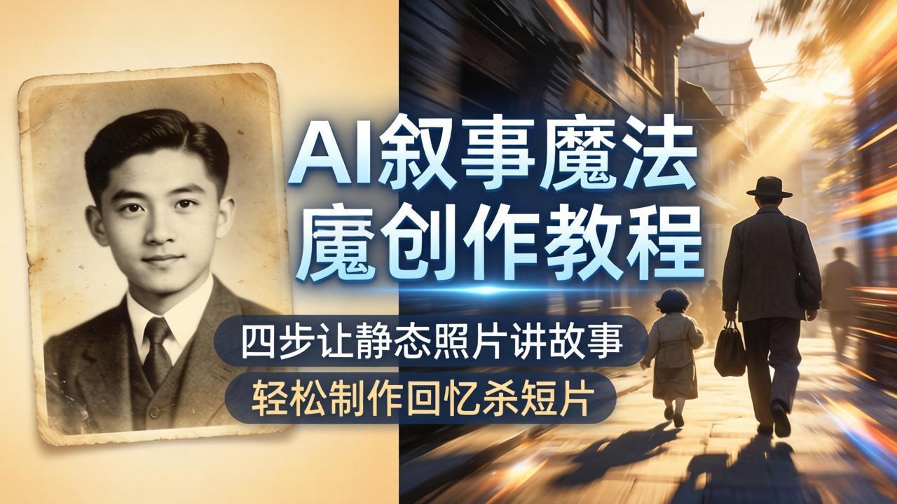 AI叙事魔法创作教程，四步让静态照片讲故事，老照片修复加动态特效，轻松制作回忆杀短片力繁信息站-闲云创业网-老谢轻创网-中创网-福缘网-冒泡网-资源之家-魔方项目库力繁信息站