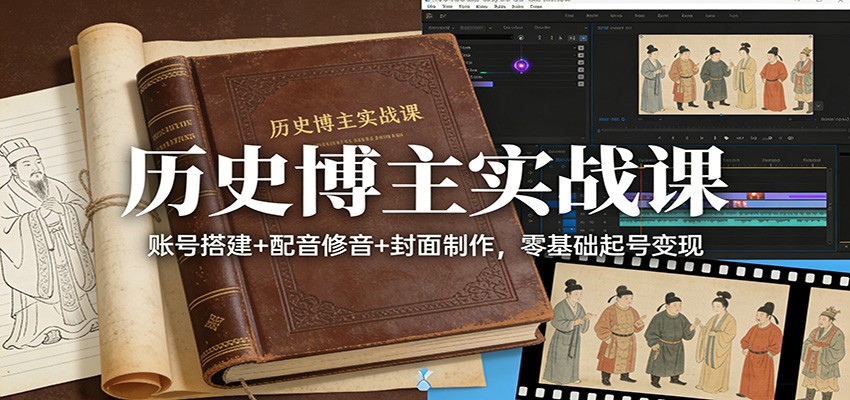 历史博主实战课:账号搭建+配音修音+封面制作,零基础起号变现力繁信息站-闲云创业网-老谢轻创网-中创网-福缘网-冒泡网-资源之家-魔方项目库力繁信息站
