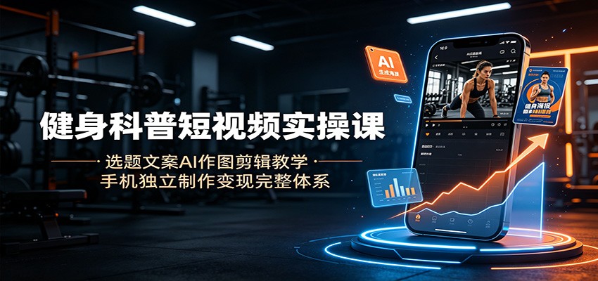 健身科普短视频实操课：选题文案AI作图剪辑教学，手机独立制作变现完整体系力繁信息站-闲云创业网-老谢轻创网-中创网-福缘网-冒泡网-资源之家-魔方项目库力繁信息站