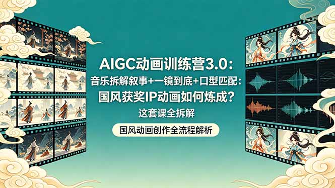 AIGC动画训练营3.0：音乐拆解叙事+一镜到底+口型匹配：国风获奖IP动画如何炼成？这套课全拆解力繁信息站-闲云创业网-老谢轻创网-中创网-福缘网-冒泡网-资源之家-魔方项目库力繁信息站