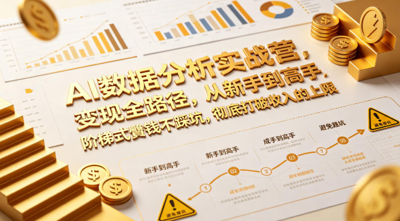 AI数据分析实战营，变现全路径，从新手到高手，阶梯式賺钱不踩坑，彻底打破收入的上限力繁信息站-闲云创业网-老谢轻创网-中创网-福缘网-冒泡网-资源之家-魔方项目库力繁信息站