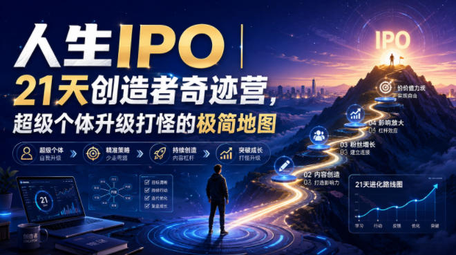 人生IPO︱21天创造者奇迹营,超级个体升级打怪的极简地图力繁信息站-闲云创业网-老谢轻创网-中创网-福缘网-冒泡网-资源之家-魔方项目库力繁信息站