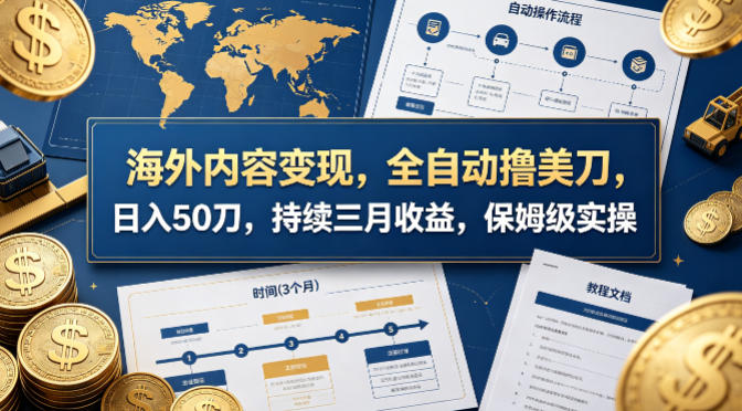 海外内容变现，全自动撸美刀，日入50刀，持续三月收益，保姆级实操【揭秘】力繁信息站-闲云创业网-老谢轻创网-中创网-福缘网-冒泡网-资源之家-魔方项目库力繁信息站