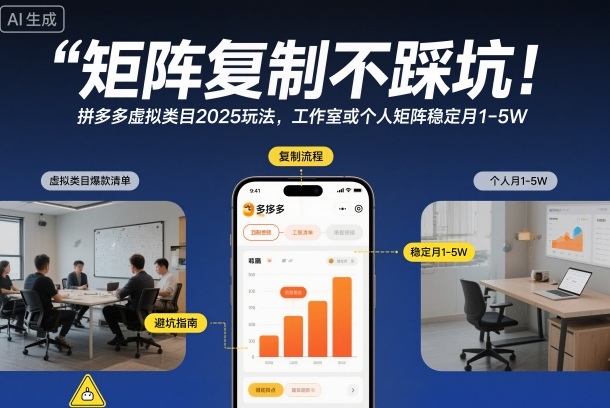 矩阵复制不踩坑!拼多多虚拟类目2025玩法,工作室或者个人矩阵稳定月1-5W【揭秘】力繁信息站-闲云创业网-老谢轻创网-中创网-福缘网-冒泡网-资源之家-魔方项目库力繁信息站