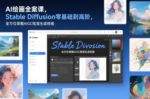 AI绘画全案课，Stable Diffusion零基础到高阶，全方位掌握AIGC视觉生成技能力繁信息站-闲云创业网-老谢轻创网-中创网-福缘网-冒泡网-资源之家-魔方项目库力繁信息站
