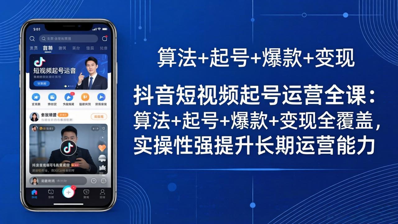 抖音短视频起号运营全课：算法+起号+爆款+变现全覆盖，实操性强提升长期运营能力力繁信息站-闲云创业网-老谢轻创网-中创网-福缘网-冒泡网-资源之家-魔方项目库力繁信息站