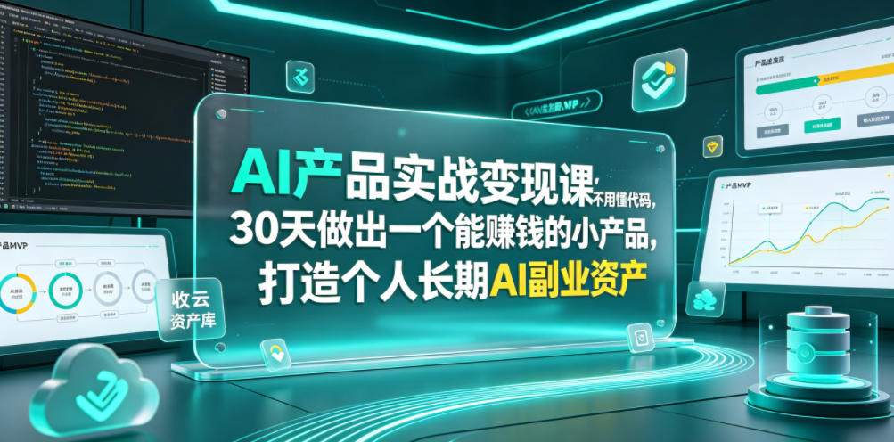 AI产品实战变现课，不用懂代码，30天做出一个能賺钱的小产品，打造个人长期AI副业资产力繁信息站-闲云创业网-老谢轻创网-中创网-福缘网-冒泡网-资源之家-魔方项目库力繁信息站
