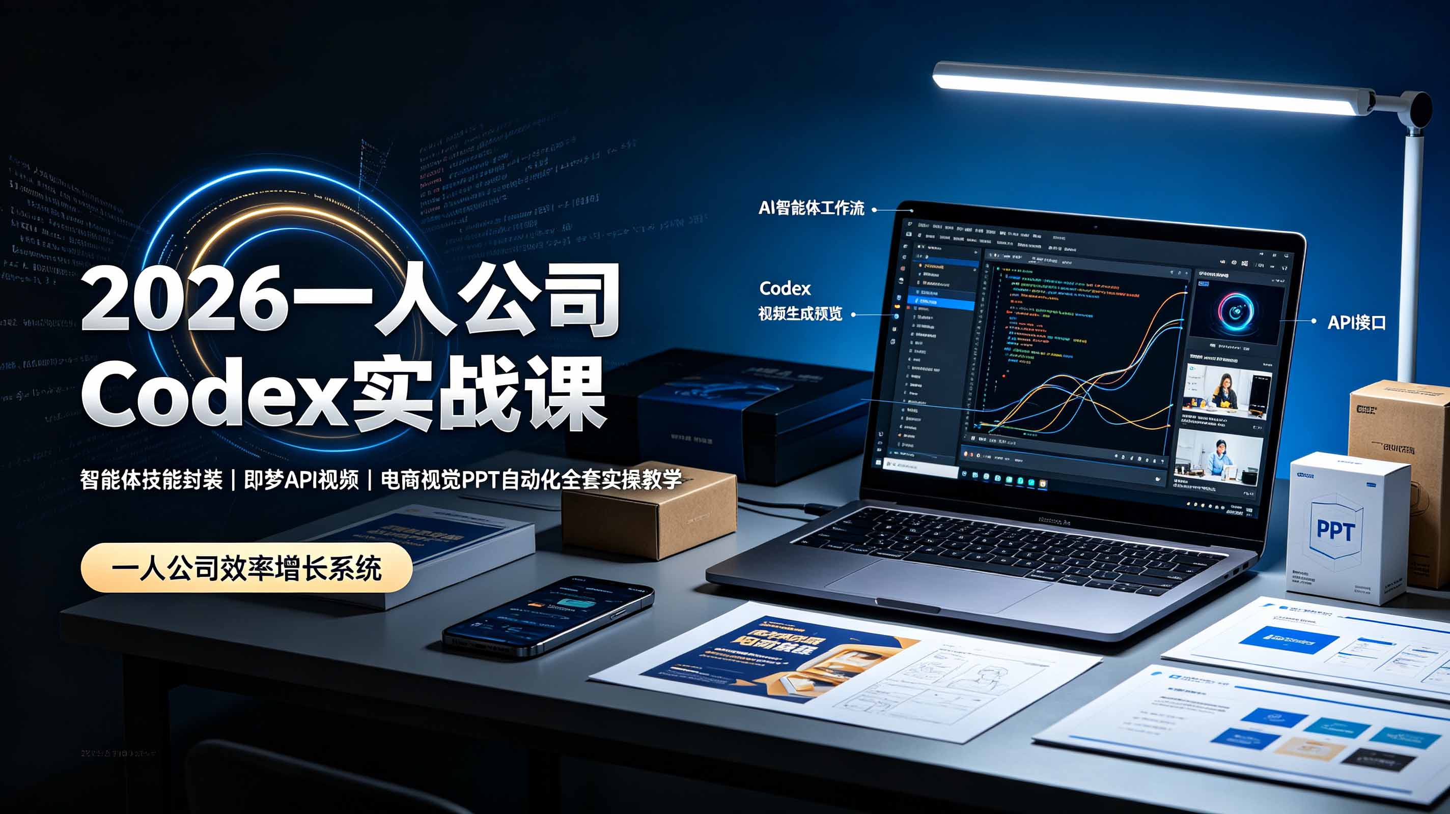 2026一人公司Codex实战课◆智能体技能封装|即梦API视频|电商视觉PPT自动化全套实操教学力繁信息站-闲云创业网-老谢轻创网-中创网-福缘网-冒泡网-资源之家-魔方项目库力繁信息站
