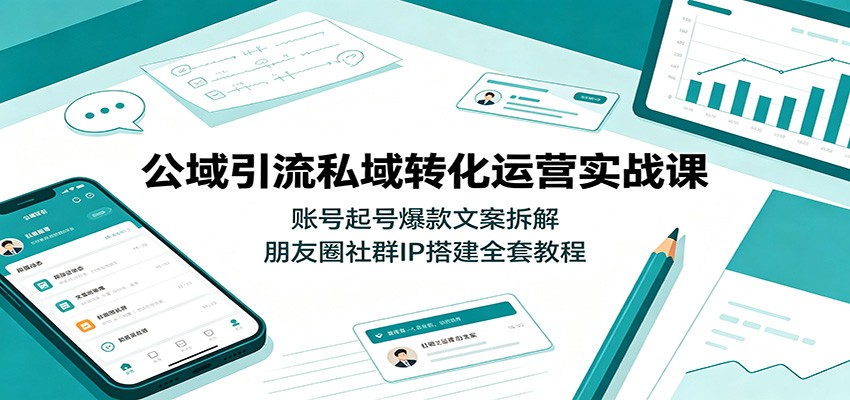 公域引流私域转化运营实战课:账号起号爆款文案拆解,朋友圈社群IP搭建全套教程力繁信息站-闲云创业网-老谢轻创网-中创网-福缘网-冒泡网-资源之家-魔方项目库力繁信息站