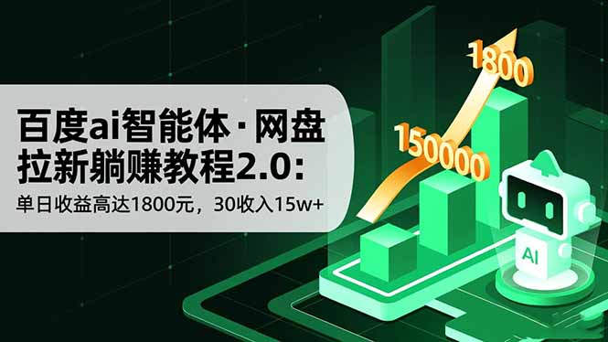 百度ai智能体·网盘拉新躺赚教程2.0：单日收益高达1800元，30收入15w+力繁信息站-闲云创业网-老谢轻创网-中创网-福缘网-冒泡网-资源之家-魔方项目库力繁信息站