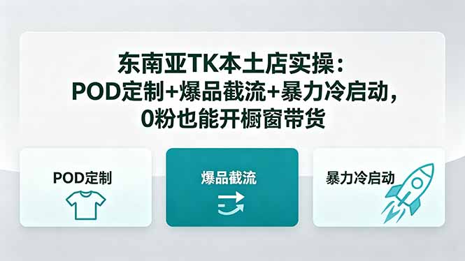 东南亚TK本土店实操：POD定制+爆品截流+暴力冷启动，0粉也能开橱窗带货力繁信息站-闲云创业网-老谢轻创网-中创网-福缘网-冒泡网-资源之家-魔方项目库力繁信息站
