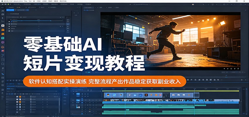 零基础AI短片变现教程：软件认知搭配实操演练，完整流程产出作品稳定获取副业收入力繁信息站-闲云创业网-老谢轻创网-中创网-福缘网-冒泡网-资源之家-魔方项目库力繁信息站