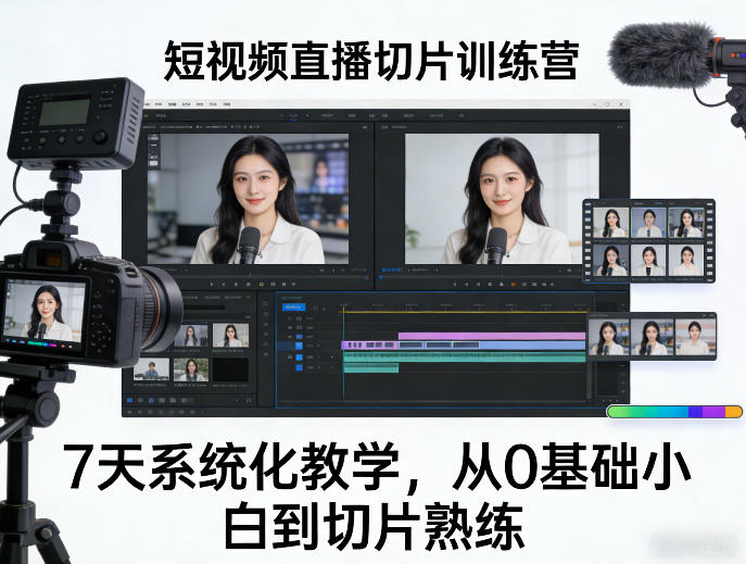 短视频直播切片训练营，7天系统化教学，从0基础小白到切片熟练力繁信息站-闲云创业网-老谢轻创网-中创网-福缘网-冒泡网-资源之家-魔方项目库力繁信息站