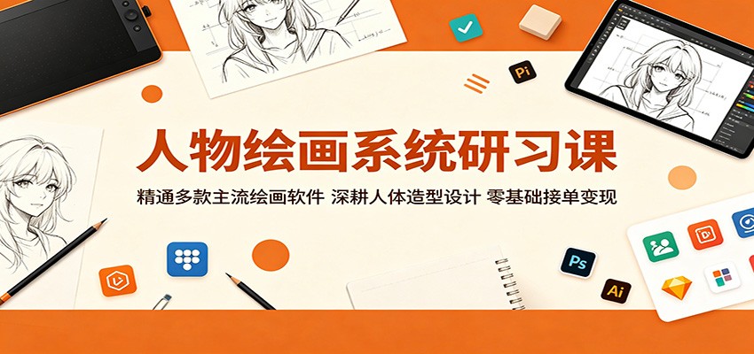 人物绘画系统研习课:精通多款主流绘画软件,深耕人体造型设计,零基础接单变现力繁信息站-闲云创业网-老谢轻创网-中创网-福缘网-冒泡网-资源之家-魔方项目库力繁信息站