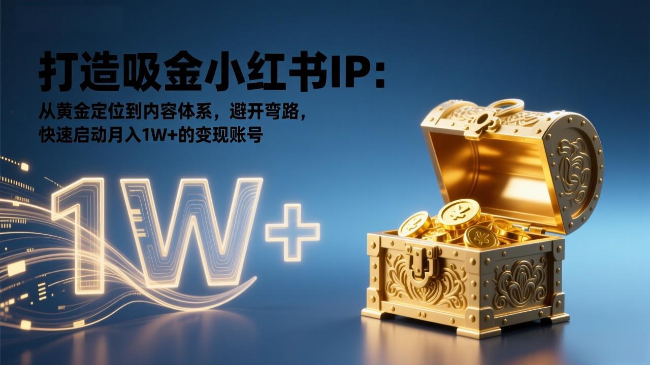 打造吸金小红书IP：从黄金定位到内容体系，避开弯路，快速启动月入1W+的变现账号力繁信息站-闲云创业网-老谢轻创网-中创网-福缘网-冒泡网-资源之家-魔方项目库力繁信息站