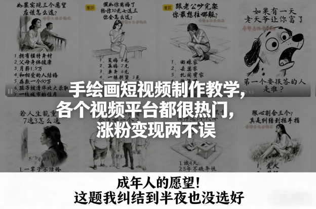 手绘画短视频制作教学,各个视频平台都很热门,涨粉变现两不误力繁信息站-闲云创业网-老谢轻创网-中创网-福缘网-冒泡网-资源之家-魔方项目库力繁信息站
