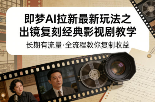 即梦AI拉新最新玩法之出镜复刻经典影视剧教学，长期有流量，全流程教你复制收益力繁信息站-闲云创业网-老谢轻创网-中创网-福缘网-冒泡网-资源之家-魔方项目库力繁信息站
