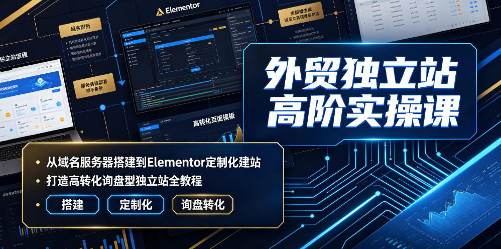外贸独立站高阶实操课|从域名服务器搭建到Elementor定制化建站,打造高转化询盘型独立站全教程力繁信息站-闲云创业网-老谢轻创网-中创网-福缘网-冒泡网-资源之家-魔方项目库力繁信息站