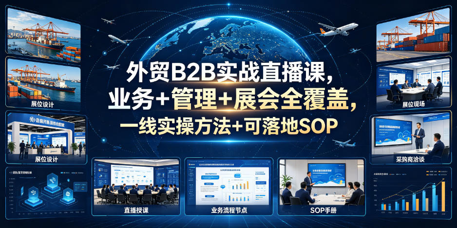 外贸B2B实战直播课,业务+管理+展会全覆盖,一线实操方法+可落地SOP力繁信息站-闲云创业网-老谢轻创网-中创网-福缘网-冒泡网-资源之家-魔方项目库力繁信息站