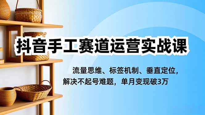 抖音手工赛道运营实战课，流量思维、标签机制、垂直定位，解决不起号难题，单月变现破3万力繁信息站-闲云创业网-老谢轻创网-中创网-福缘网-冒泡网-资源之家-魔方项目库力繁信息站