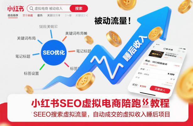 小红书SEO虚拟电商陪跑教程，实现seo搜索被动流量，自动成交的被动收入睡后项目力繁信息站-闲云创业网-老谢轻创网-中创网-福缘网-冒泡网-资源之家-魔方项目库力繁信息站