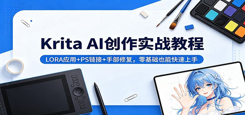 Krita AI创作实战教程：LORA应用+PS链接+手部修复，零基础也能快速上手力繁信息站-闲云创业网-老谢轻创网-中创网-福缘网-冒泡网-资源之家-魔方项目库力繁信息站