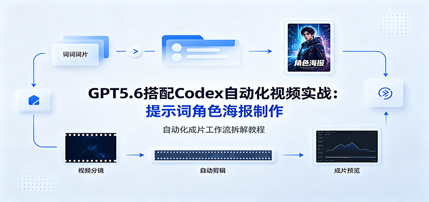 GPT5.6搭配Codex自动化视频实战:提示词角色海报制作,自动化成片工作流拆解教程力繁信息站-闲云创业网-老谢轻创网-中创网-福缘网-冒泡网-资源之家-魔方项目库力繁信息站