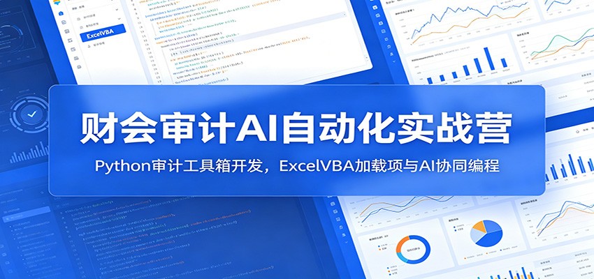 财会审计AI自动化实战营：Python审计工具箱开发，ExcelVBA加载项与AI协同编程力繁信息站-闲云创业网-老谢轻创网-中创网-福缘网-冒泡网-资源之家-魔方项目库力繁信息站