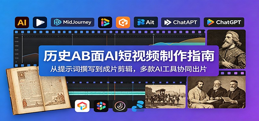 历史AB面AI短视频制作指南：从提示词撰写到成片剪辑，多款AI工具协同出片力繁信息站-闲云创业网-老谢轻创网-中创网-福缘网-冒泡网-资源之家-魔方项目库力繁信息站