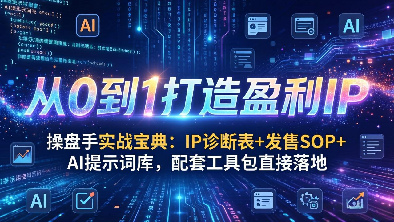 操盘手实战宝典：IP诊断表+发售SOP+AI提示词库，配套工具包直接落地，从0到1打造盈利IP力繁信息站-闲云创业网-老谢轻创网-中创网-福缘网-冒泡网-资源之家-魔方项目库力繁信息站