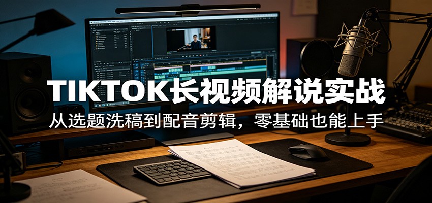 TIKTOK长视频解说实战：从选题洗稿到配音剪辑，零基础也能上手力繁信息站-闲云创业网-老谢轻创网-中创网-福缘网-冒泡网-资源之家-魔方项目库力繁信息站