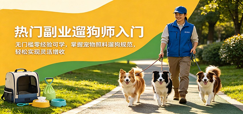 热门副业遛狗师入门，无门槛零经验可学，掌握宠物照料遛狗规范，轻松实现灵活增收力繁信息站-闲云创业网-老谢轻创网-中创网-福缘网-冒泡网-资源之家-魔方项目库力繁信息站