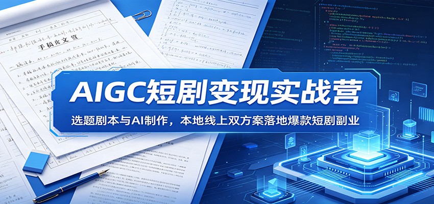 AIGC短剧变现实战营:选题剧本与AI制作,本地线上双方案落地爆款短剧副业力繁信息站-闲云创业网-老谢轻创网-中创网-福缘网-冒泡网-资源之家-魔方项目库力繁信息站