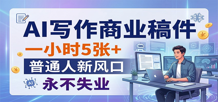 AI写作商业稿件，一小时5张+，普通人新风口，永不失业力繁信息站-闲云创业网-老谢轻创网-中创网-福缘网-冒泡网-资源之家-魔方项目库力繁信息站
