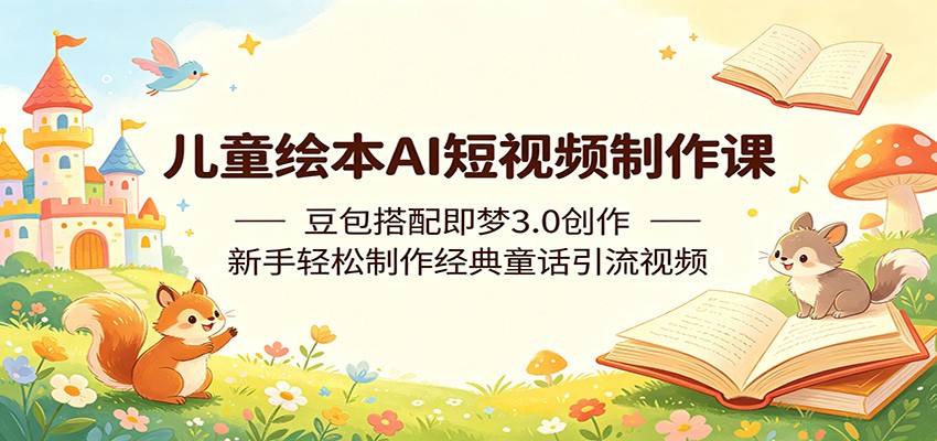 儿童绘本AI短视频制作课:豆包搭配即梦3.0创作,新手轻松制作经典童话引流视频力繁信息站-闲云创业网-老谢轻创网-中创网-福缘网-冒泡网-资源之家-魔方项目库力繁信息站