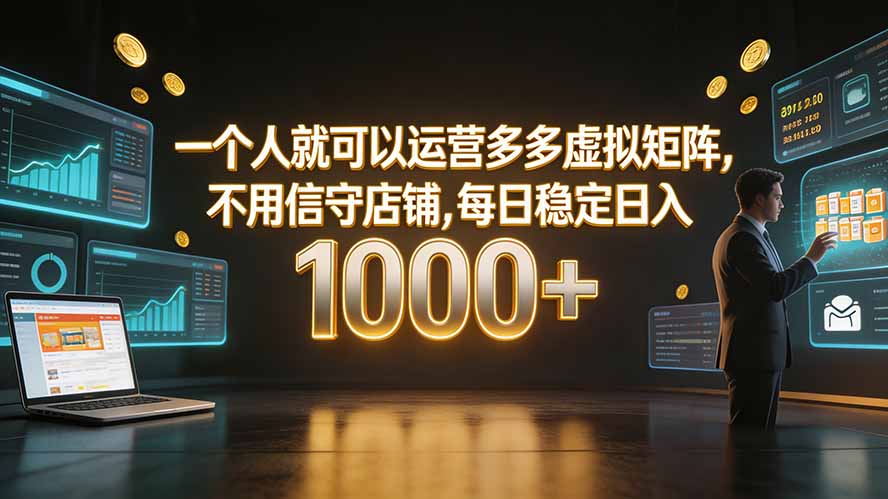 一个人就可以运营多多虚拟矩阵,不用值守店铺,每日稳定日入 1000+力繁信息站-闲云创业网-老谢轻创网-中创网-福缘网-冒泡网-资源之家-魔方项目库力繁信息站