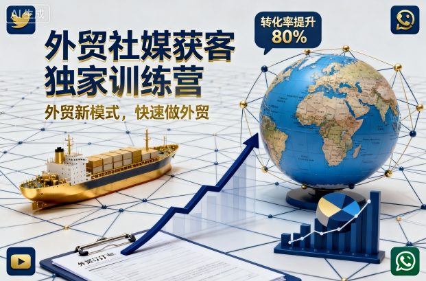外贸社媒获客独家训练营，外贸新模式，快速做外贸(更新26年4月)力繁信息站-闲云创业网-老谢轻创网-中创网-福缘网-冒泡网-资源之家-魔方项目库力繁信息站